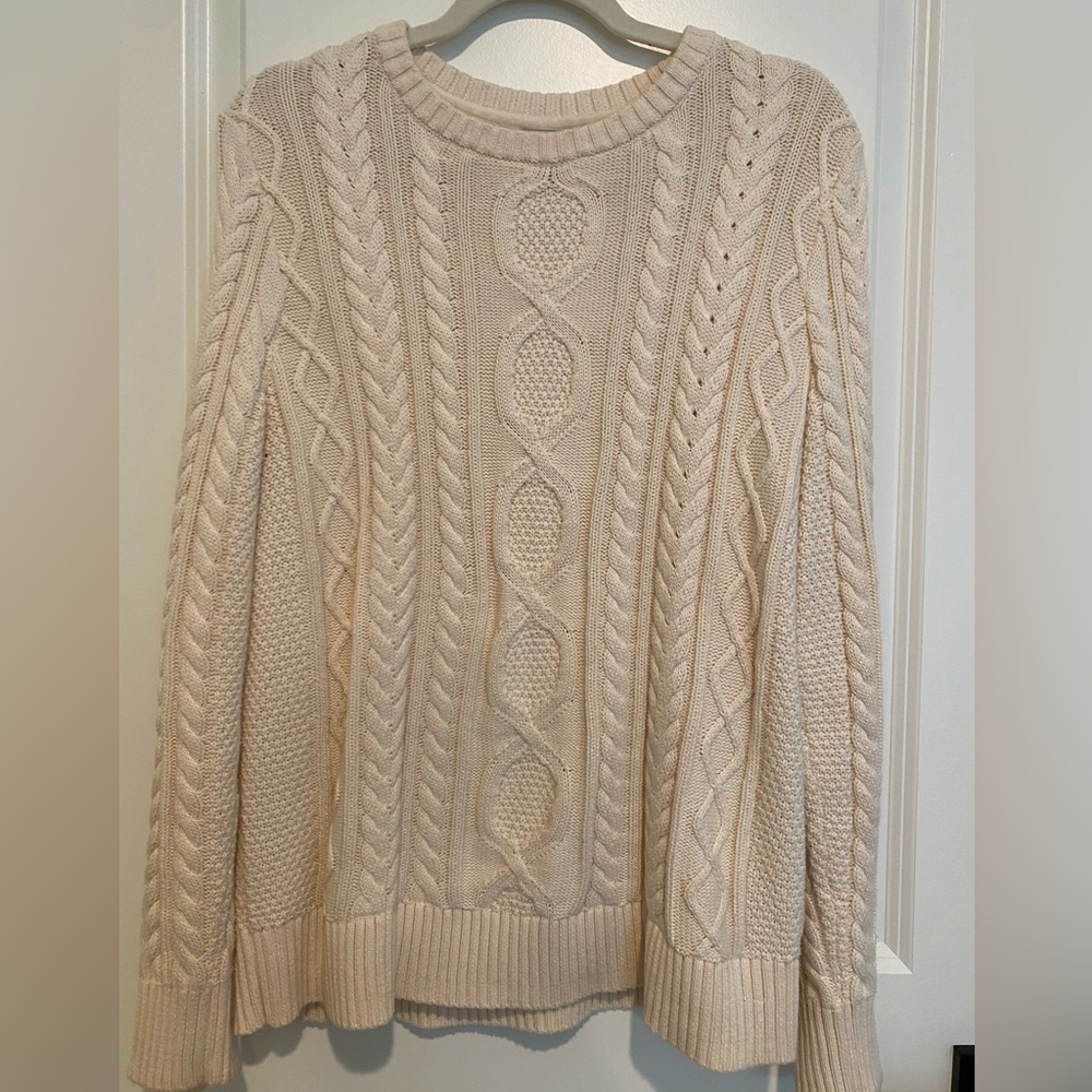 LL Bean Women’s Double L Cableknit Sweater - Picture 3 of 5